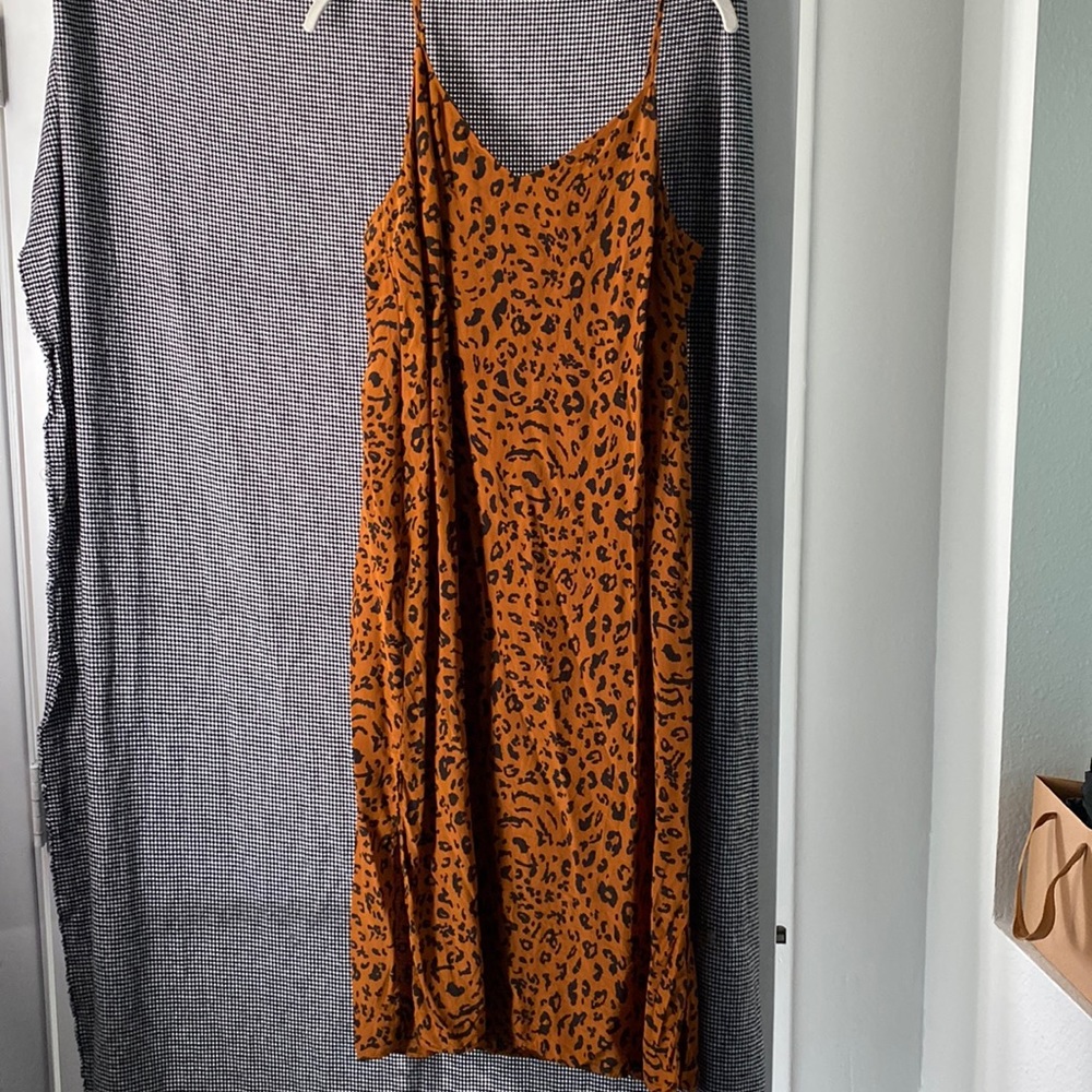 madewell leopard print slip dress
